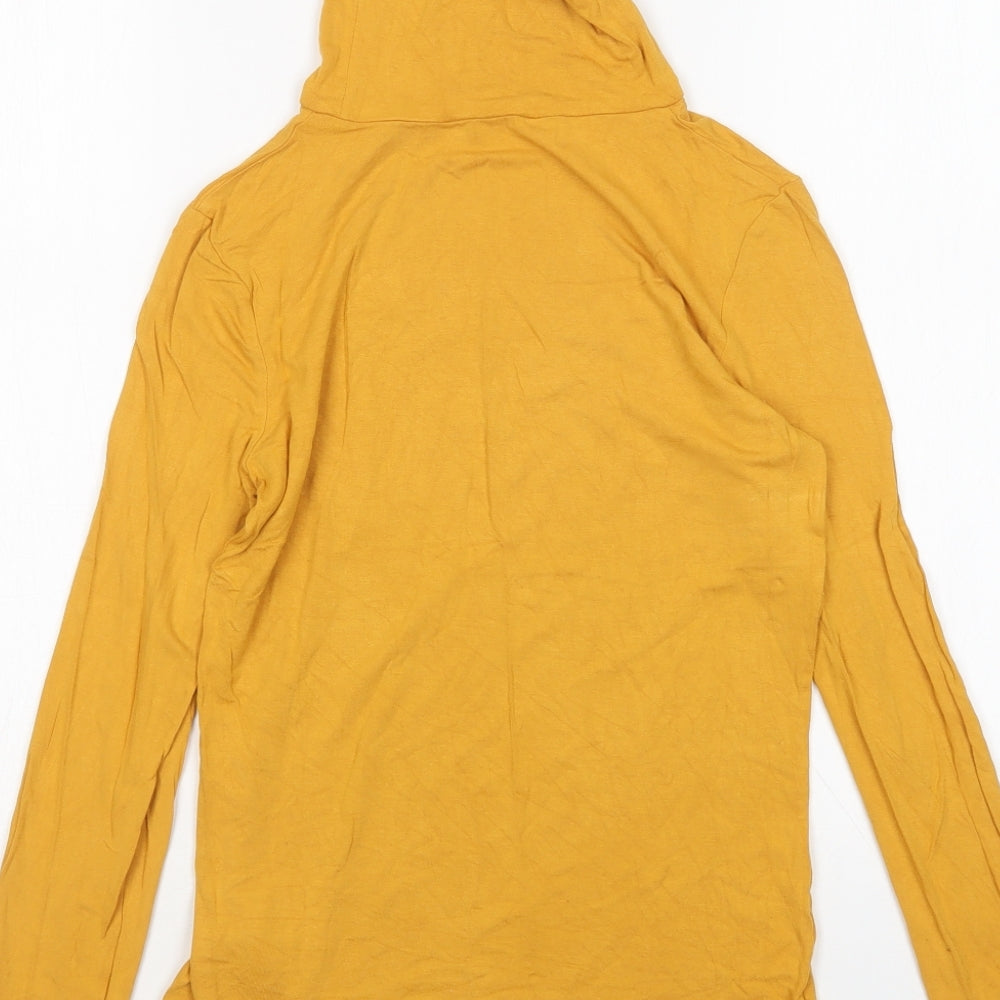 New Look Womens Yellow  Viscose Basic T-Shirt Size 8 Roll Neck