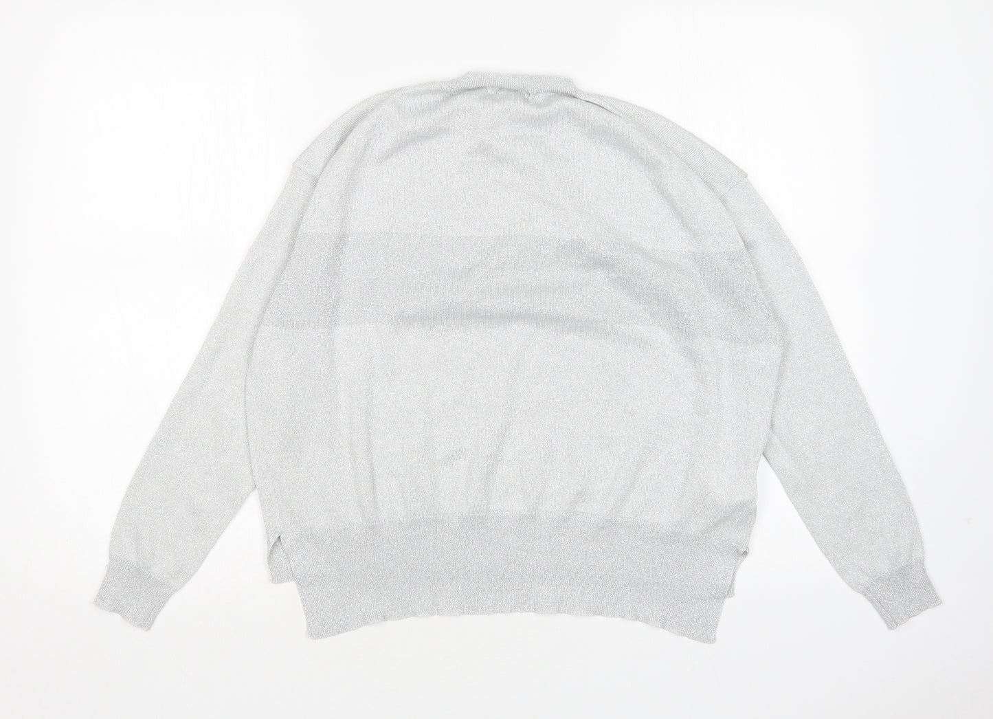 Mango Womens Silver Round Neck  Viscose Pullover Jumper Size S