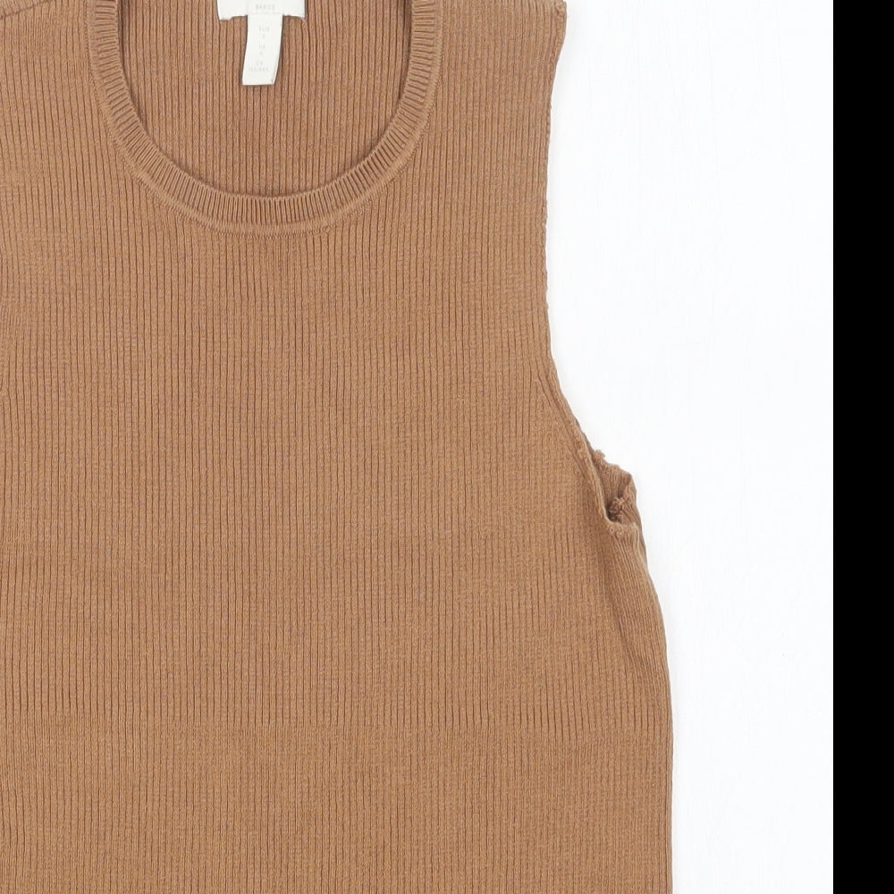 H&M Womens Brown Round Neck  Acrylic Vest Jumper Size S