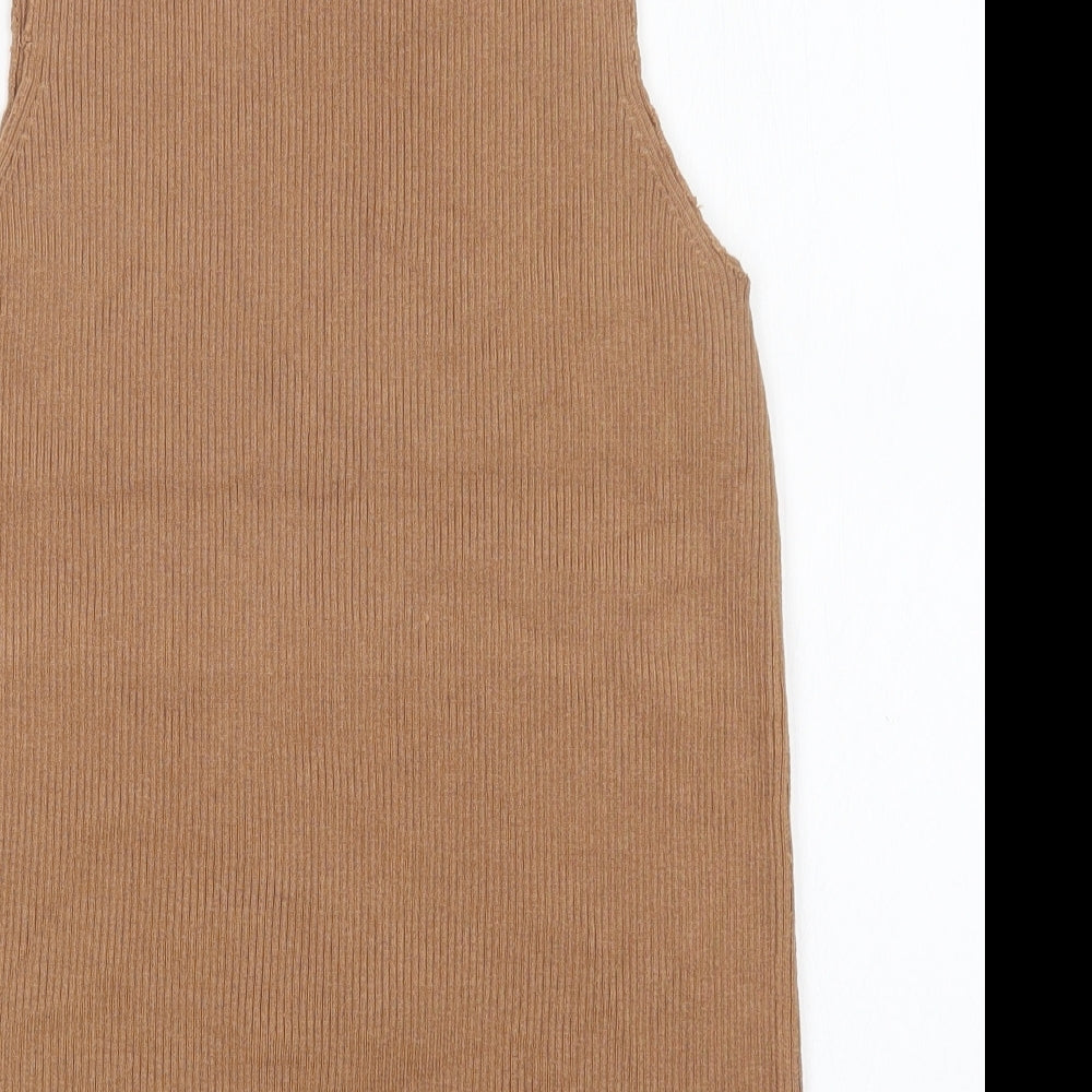 H&M Womens Brown Round Neck  Acrylic Vest Jumper Size S