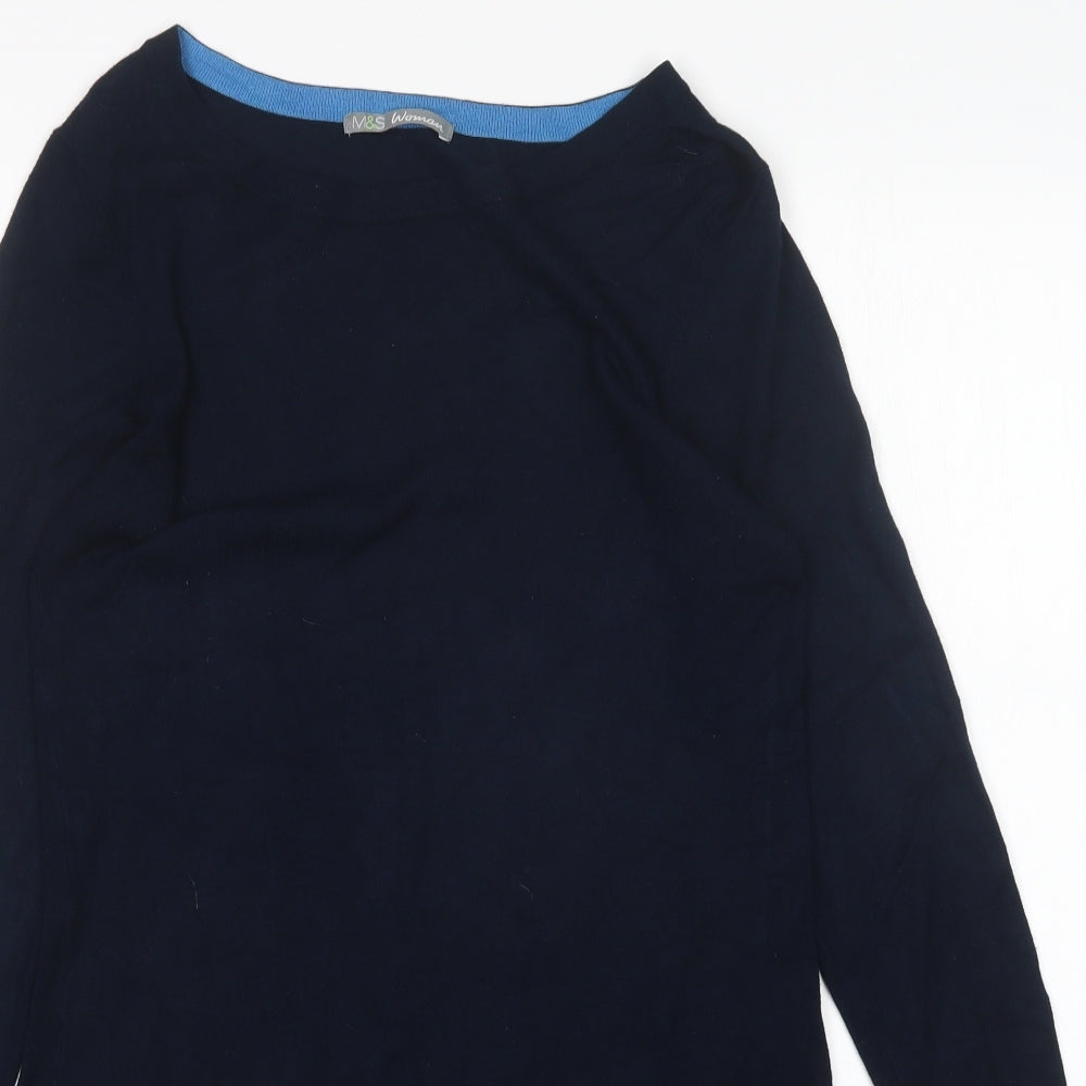 M&S Womens Blue  Viscose Jumper Dress  Size 14  Round Neck