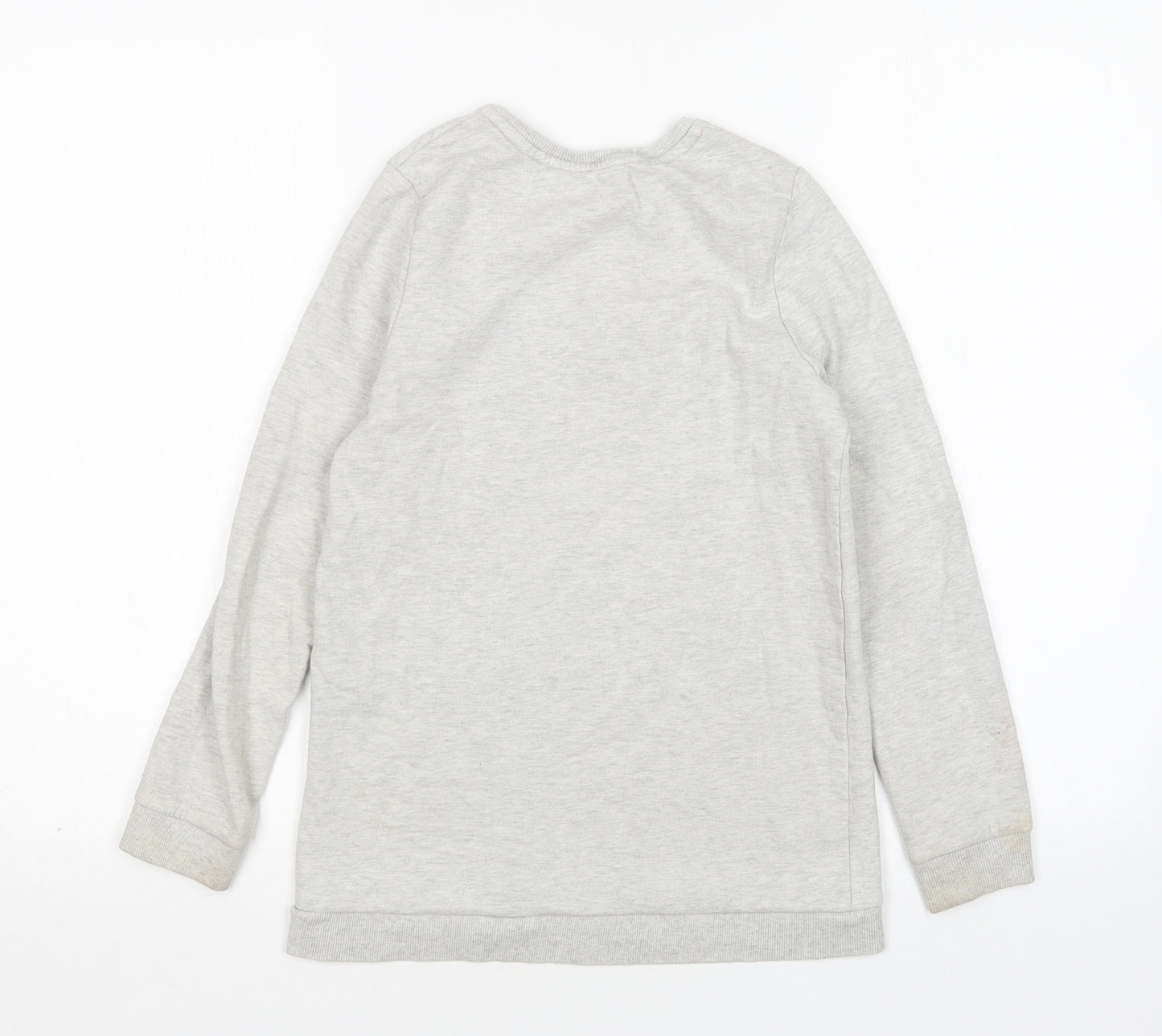 George Girls Grey Round Neck  Cotton Pullover Jumper Size 10-11 Years
