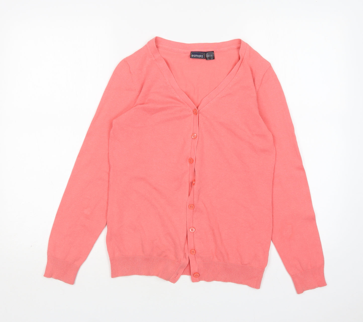 ESMARA Womens Pink V-Neck  Cotton Cardigan Jumper Size 10