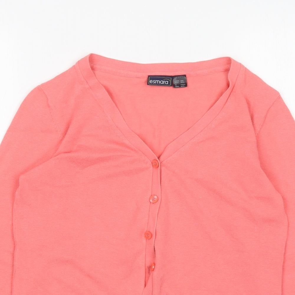 ESMARA Womens Pink V-Neck  Cotton Cardigan Jumper Size 10