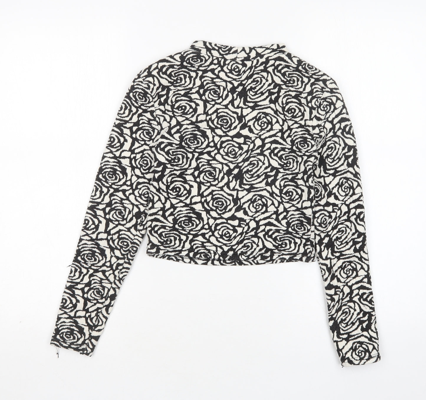 H&M Womens Multicoloured Round Neck Floral Cotton Pullover Jumper Size S   - Cropped