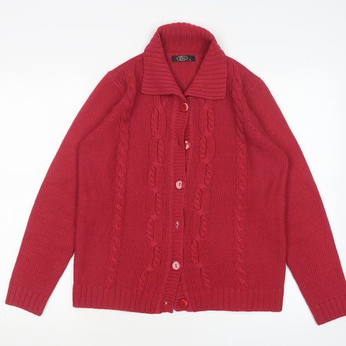 BM Womens Pink Collared  Acrylic Cardigan Jumper Size S