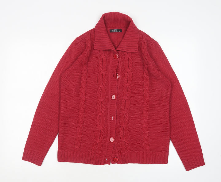 BM Womens Pink Collared  Acrylic Cardigan Jumper Size S