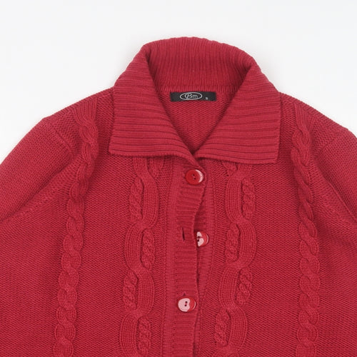 BM Womens Pink Collared  Acrylic Cardigan Jumper Size S