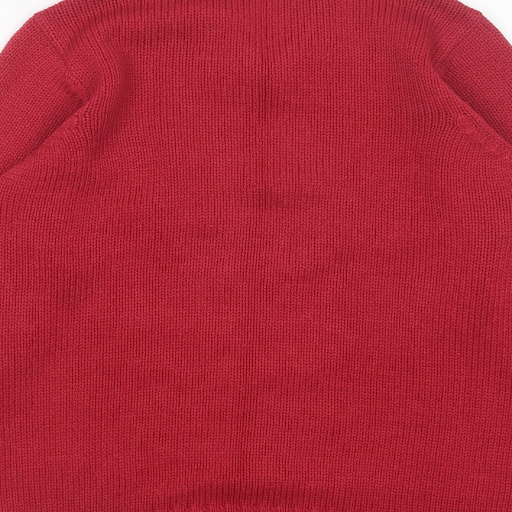 BM Womens Pink Collared  Acrylic Cardigan Jumper Size S