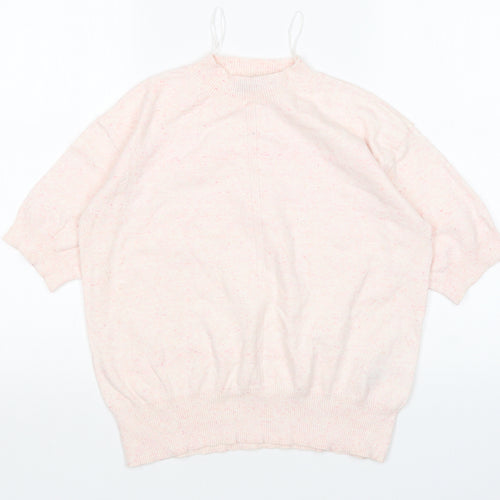 M&S Womens Pink Mock Neck  Cotton Pullover Jumper Size S