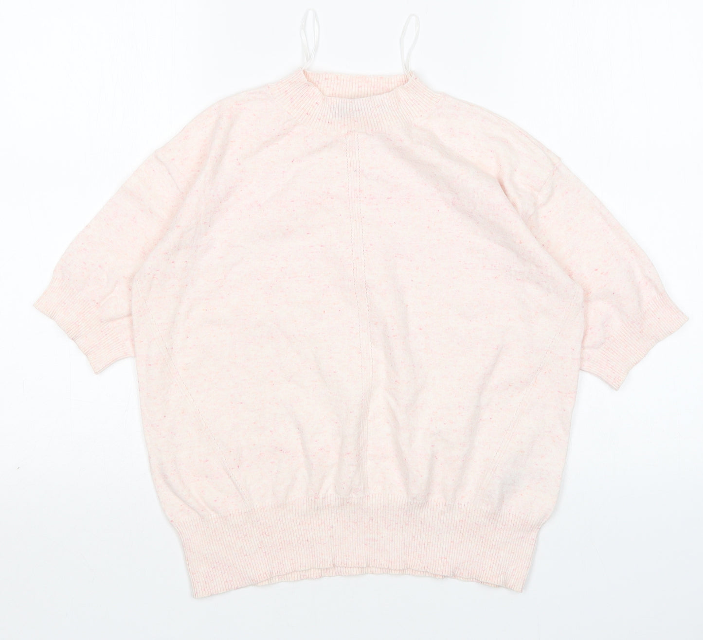 M&S Womens Pink Mock Neck  Cotton Pullover Jumper Size S