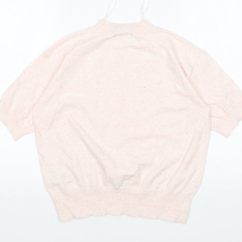 M&S Womens Pink Mock Neck  Cotton Pullover Jumper Size S