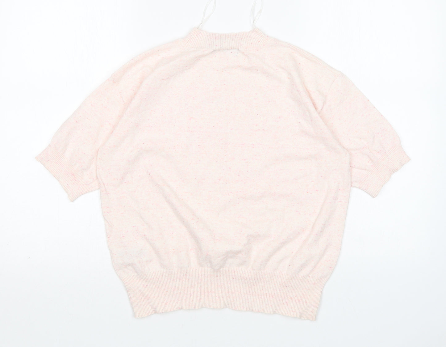 M&S Womens Pink Mock Neck  Cotton Pullover Jumper Size S