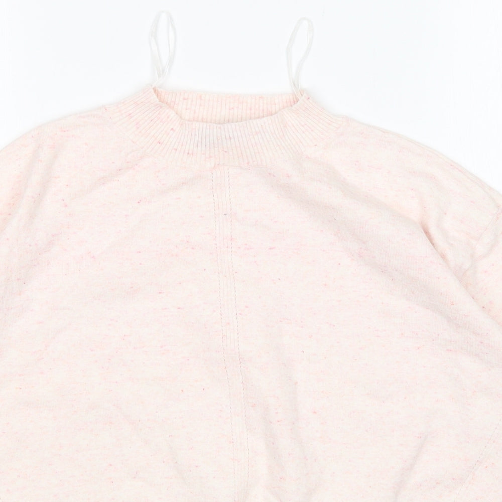 M&S Womens Pink Mock Neck  Cotton Pullover Jumper Size S