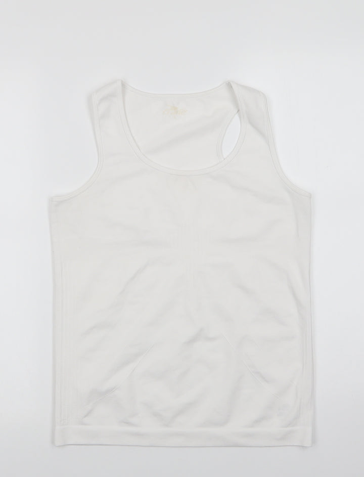 Crane Womens White   Basic Tank Size L Scoop Neck Pullover