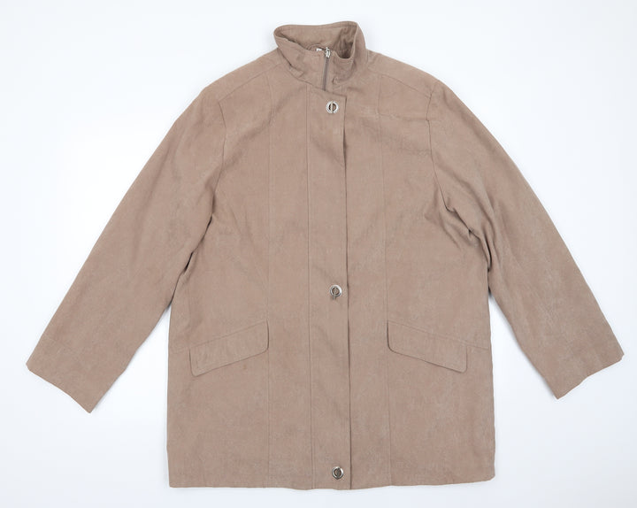 Klass Womens Brown   Overcoat Coat Size L  Zip - Taupe Colour