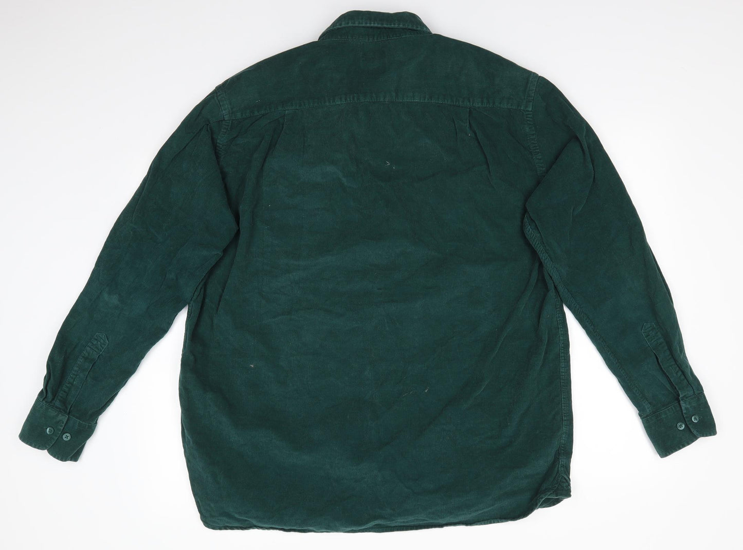 Samuel Windsor Mens Green  Cotton  Button-Up Size XL Collared Button - Fine cordory Bottle Green