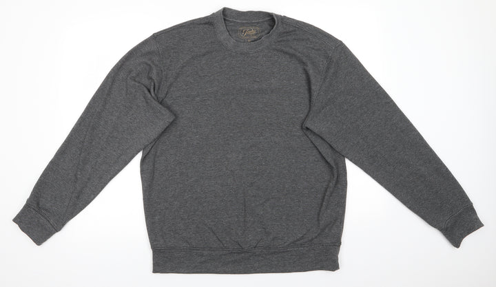JACHS Mens Grey Polyester Pullover Sweatshirt Size M - Dark Grey Mix