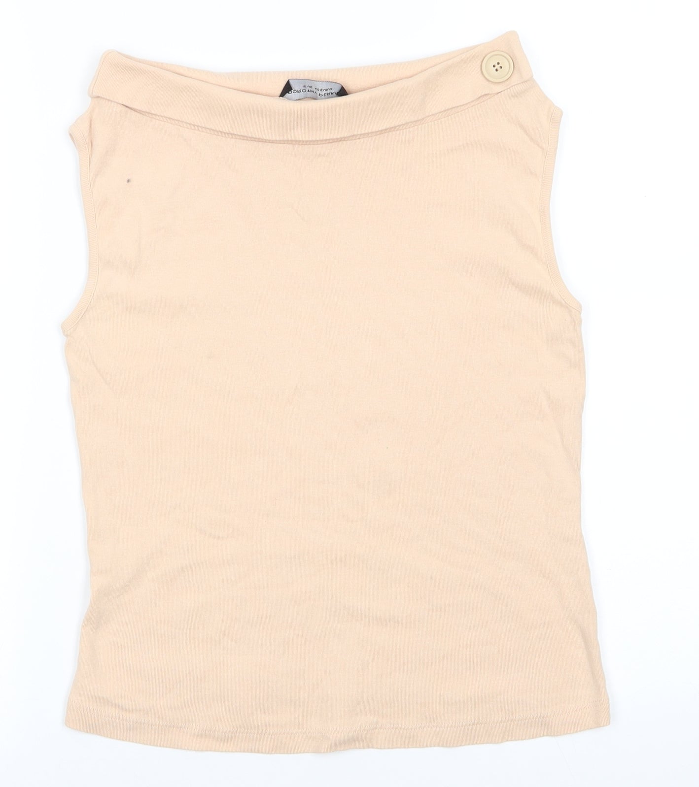 Dorothy Perkins Womens Beige  Cotton Basic T-Shirt Size 12 Boat Neck - Pale beige