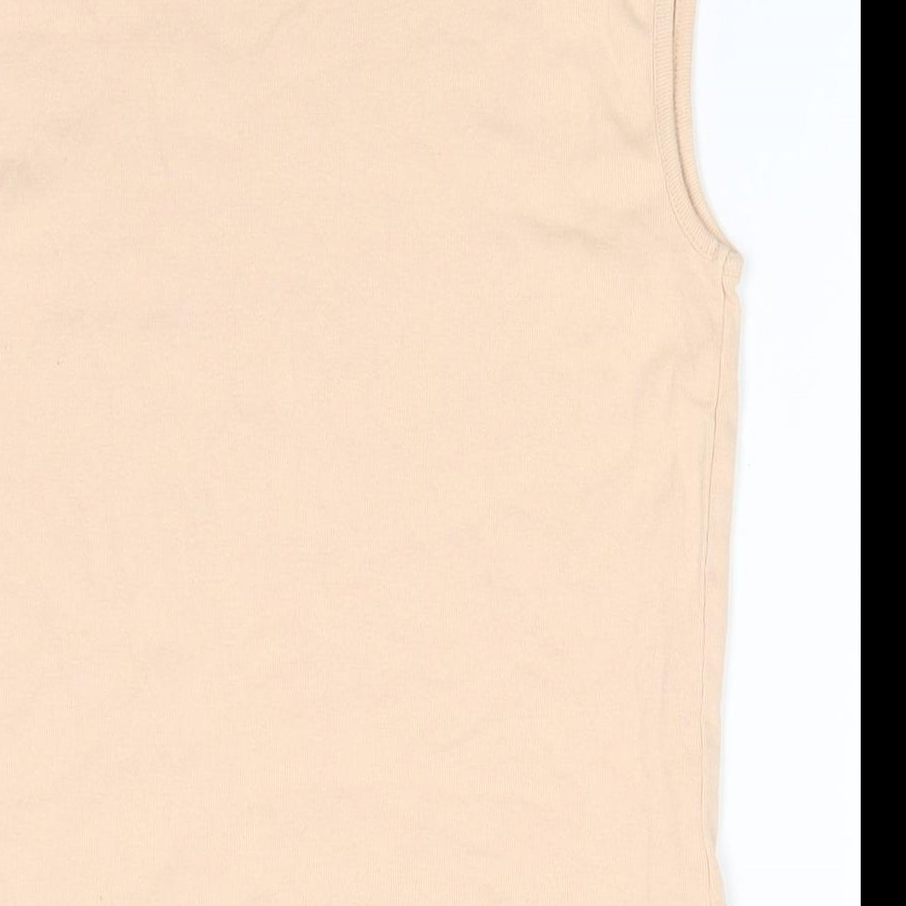 Dorothy Perkins Womens Beige  Cotton Basic T-Shirt Size 12 Boat Neck - Pale beige