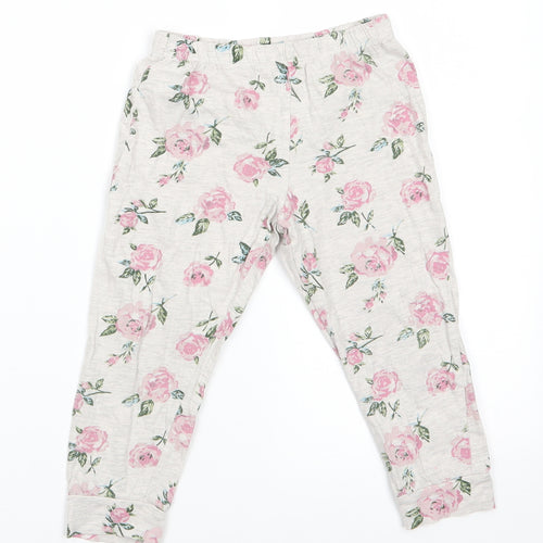 Florence and Fred Girls Grey Floral Cotton Jegging Trousers Size 3-4 Years  Regular Pullover - Pink flowers Leggings