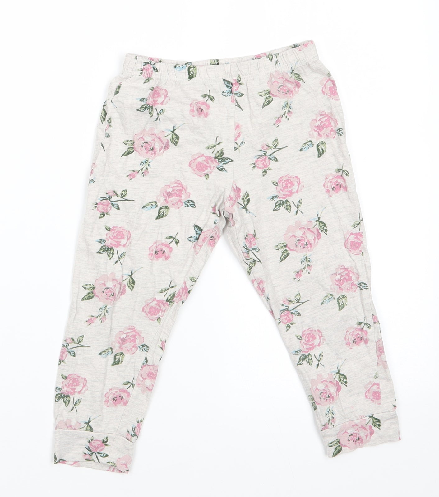 Florence and Fred Girls Grey Floral Cotton Jegging Trousers Size 3-4 Years  Regular Pullover - Pink flowers Leggings