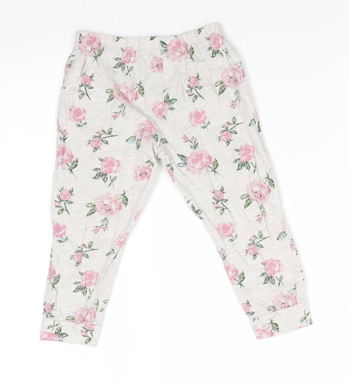 Florence and Fred Girls Grey Floral Cotton Jegging Trousers Size 3-4 Years  Regular Pullover - Pink flowers Leggings