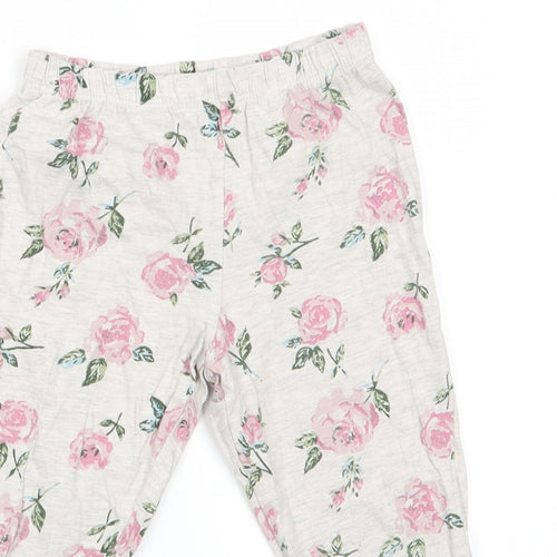 Florence and Fred Girls Grey Floral Cotton Jegging Trousers Size 3-4 Years  Regular Pullover - Pink flowers Leggings