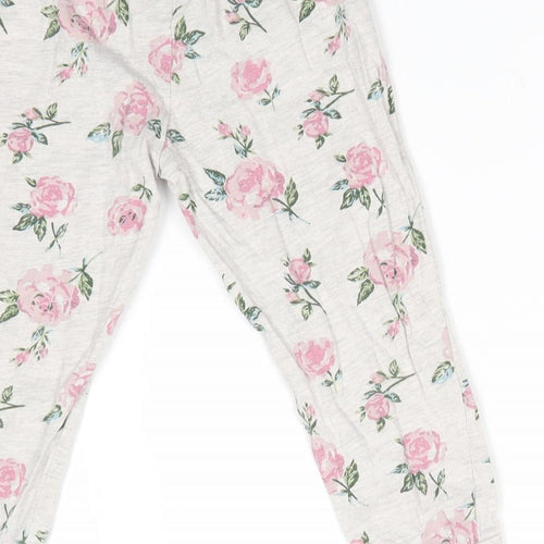 Florence and Fred Girls Grey Floral Cotton Jegging Trousers Size 3-4 Years  Regular Pullover - Pink flowers Leggings