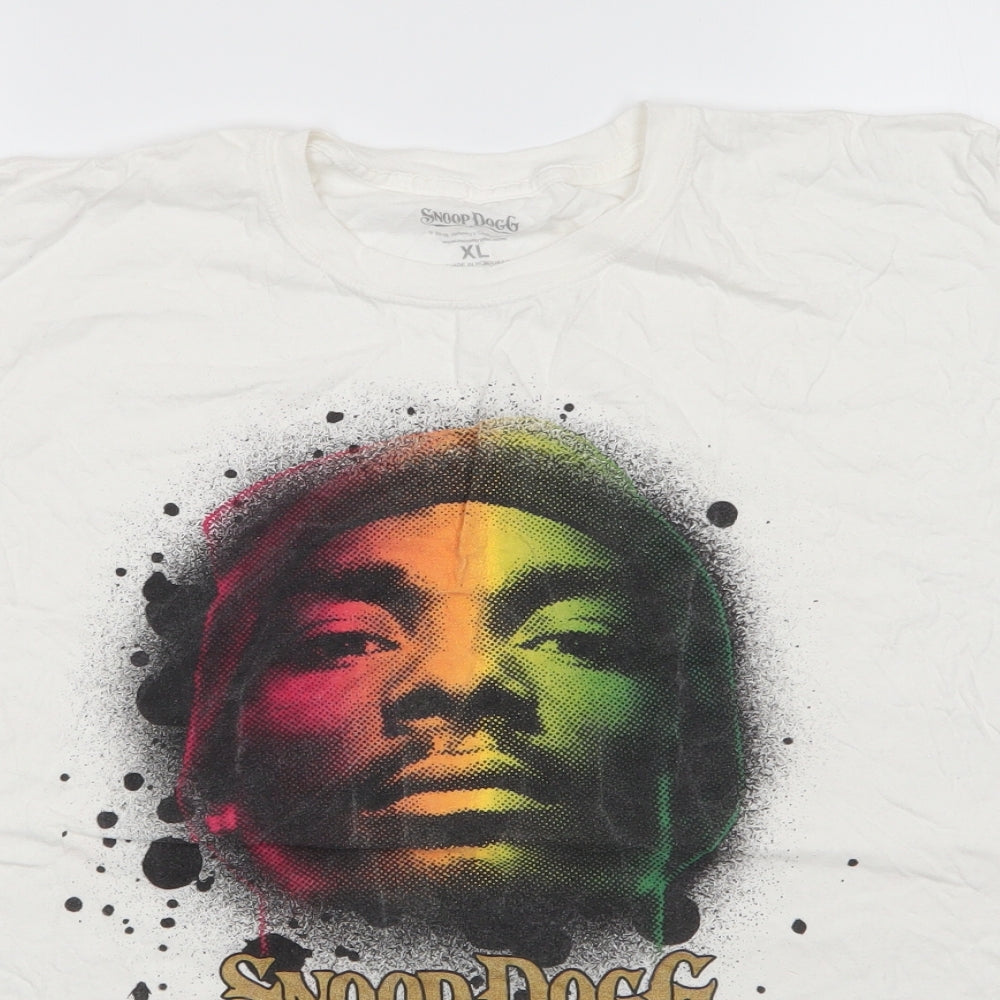 Snoop Dogg Mens White  Cotton  T-Shirt Size XL Round Neck  - Snoop Dogg
