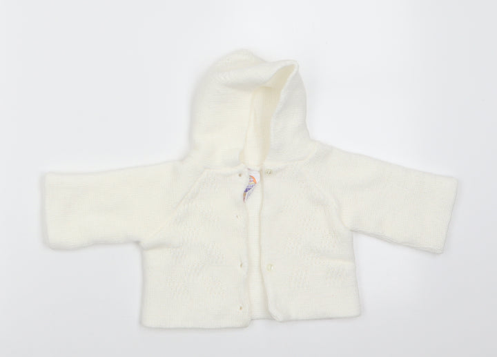 Nursery Time Girls Ivory Acrylic Cardigan Jumper Size 0-3 Months Button