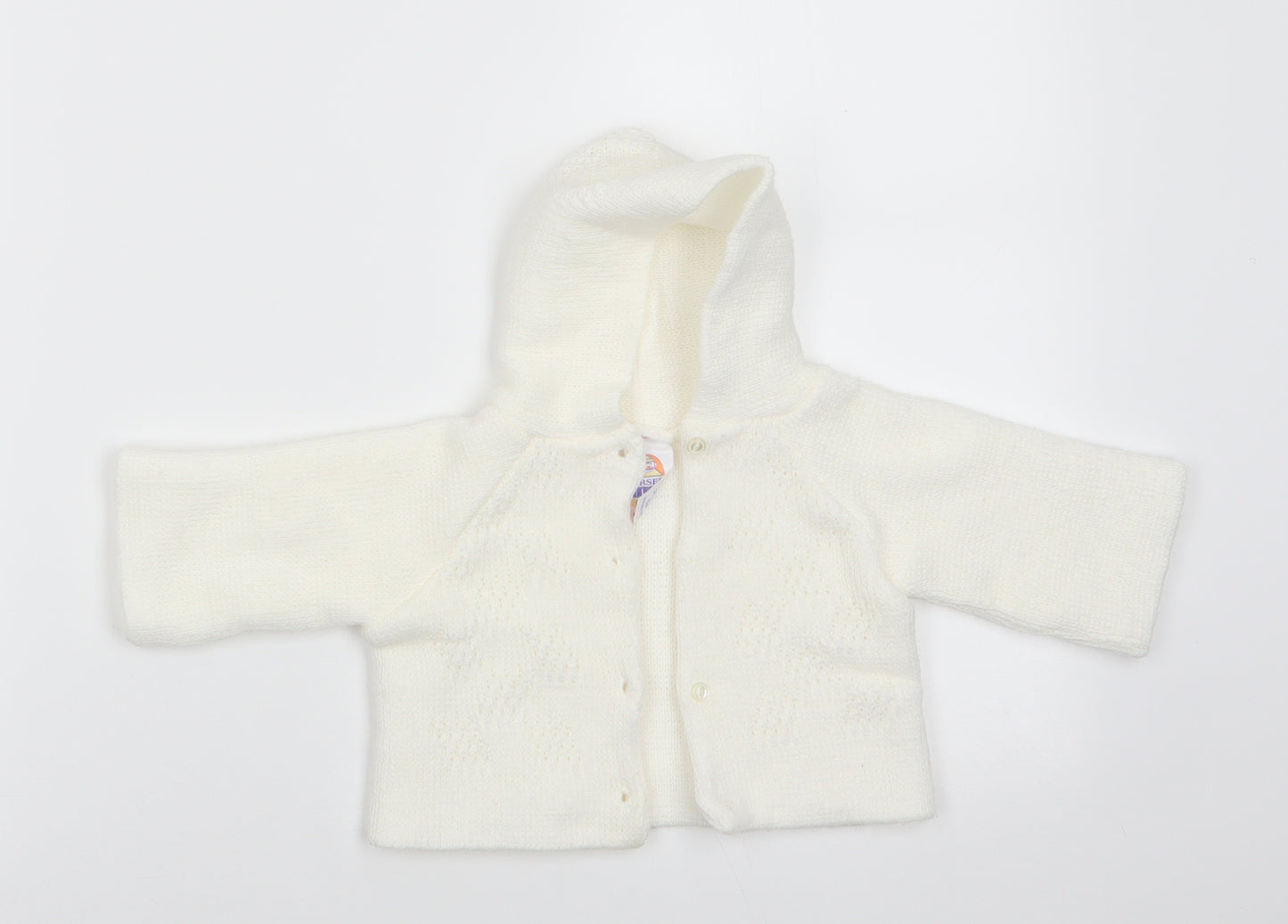 Nursery Time Girls Ivory  Acrylic Cardigan Jumper Size 0-3 Months  Button