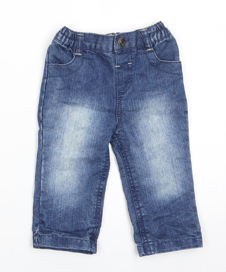 Early Days Boys Blue  Cotton  Jeans Size 3-6 Months  Button - Back Elastication