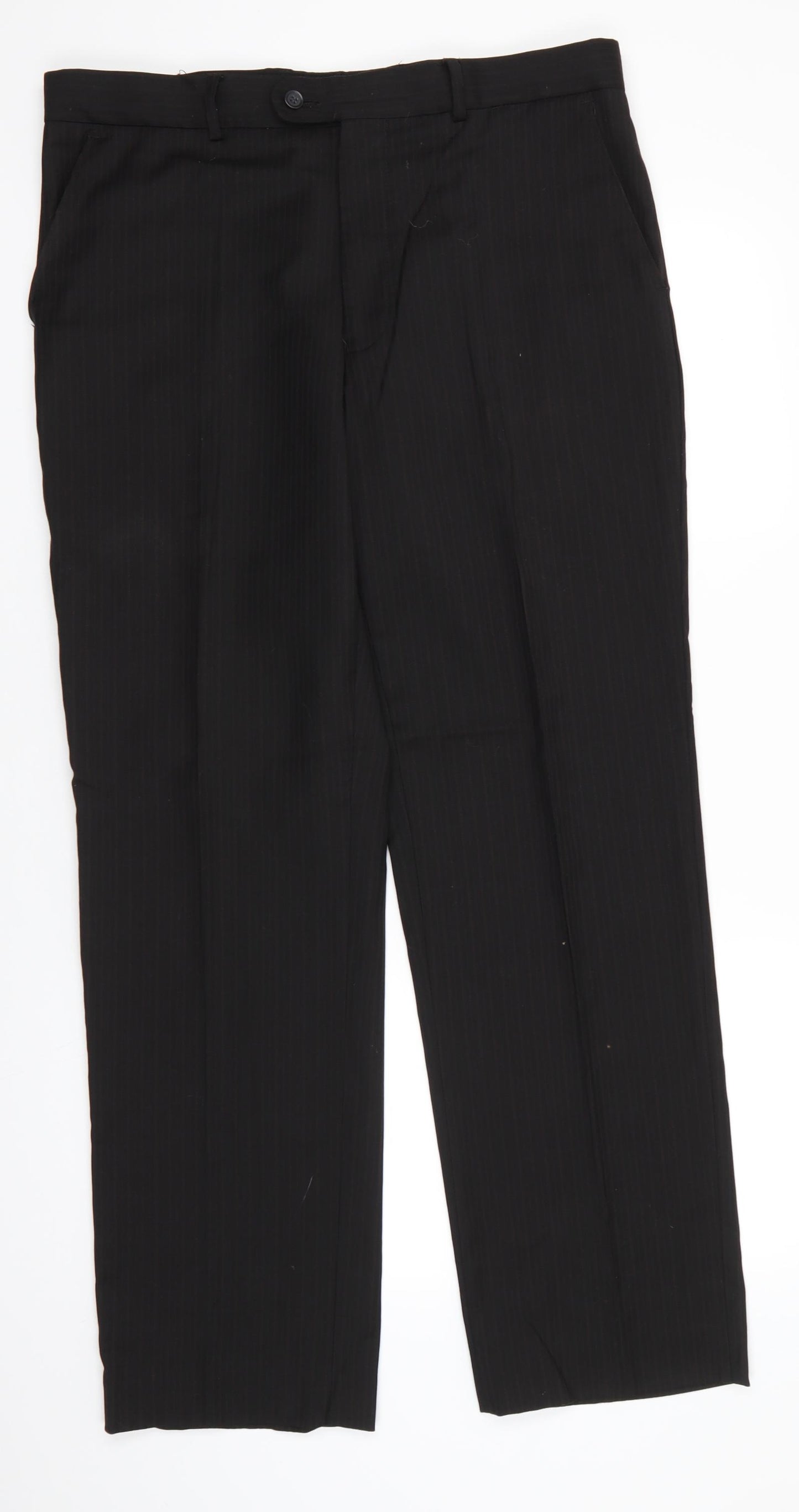 StVdio Mens Black Striped Polyester Trousers  Size 36 L31 in Regular Zip