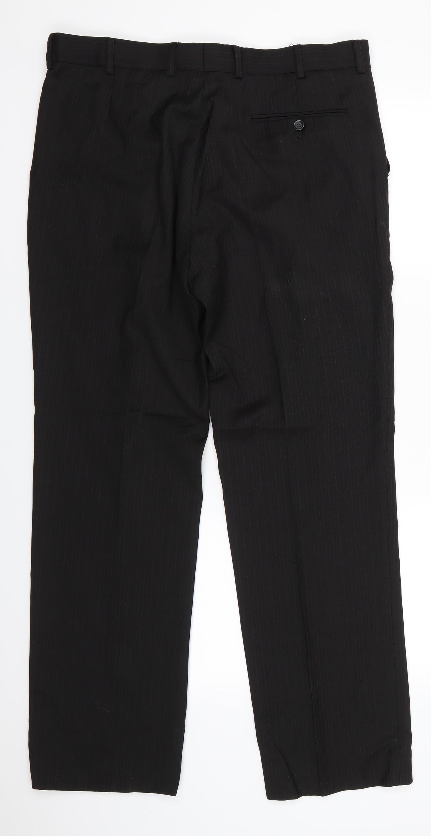 StVdio Mens Black Striped Polyester Trousers  Size 36 L31 in Regular Zip