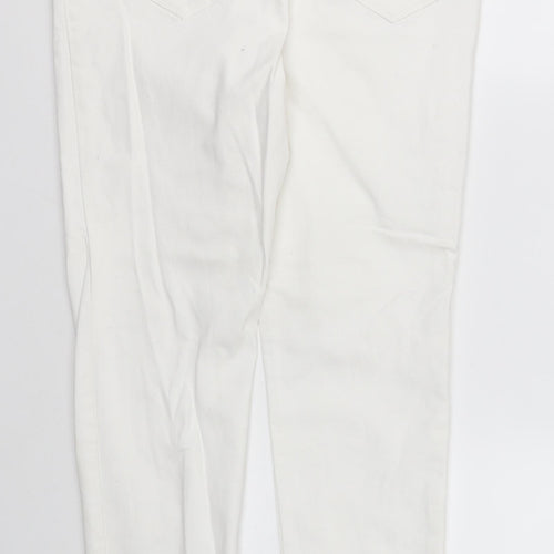 NEXT Womens White  Cotton Skinny Jeans Size 12 L29 in Regular