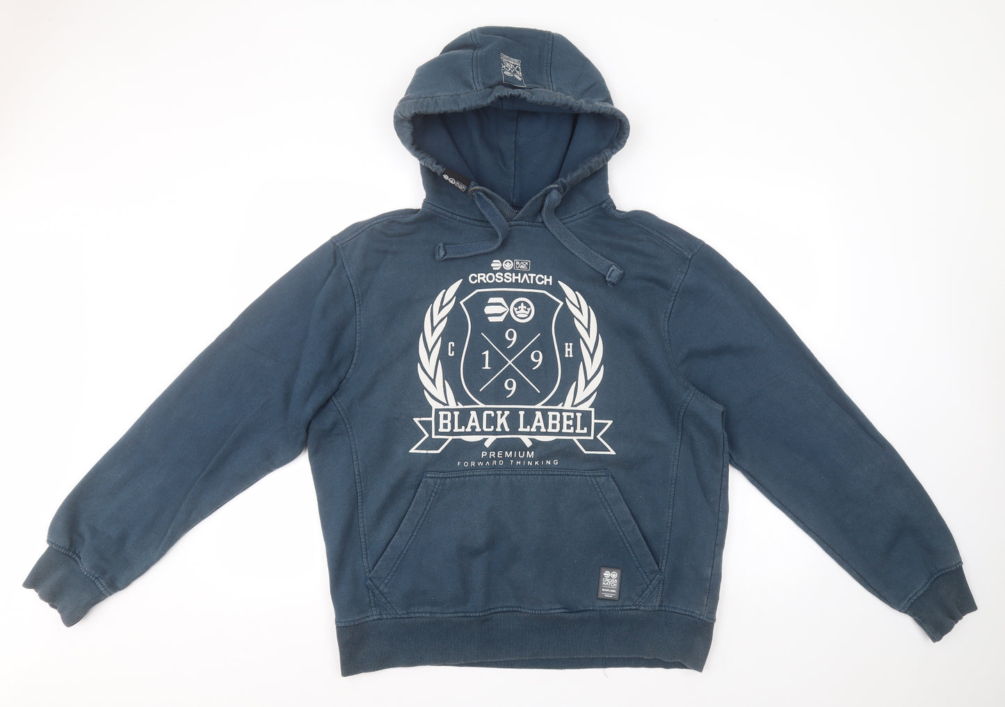 Black Label Mens Blue  Cotton Pullover Hoodie Size XL   - Crosshatch