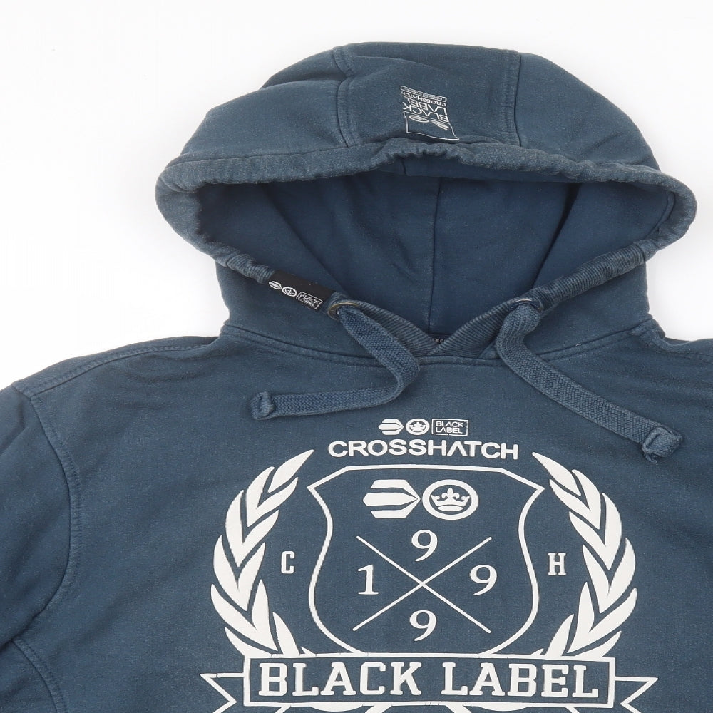 Black Label Mens Blue  Cotton Pullover Hoodie Size XL   - Crosshatch