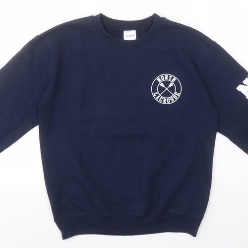 Gildan Mens Blue Round Neck  Cotton Pullover Jumper Size S   - North Lacrosse