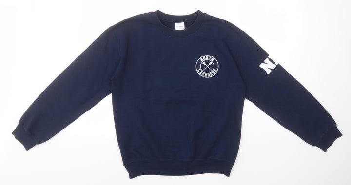 Gildan Mens Blue Round Neck Cotton Pullover Jumper Size S - North Lacrosse