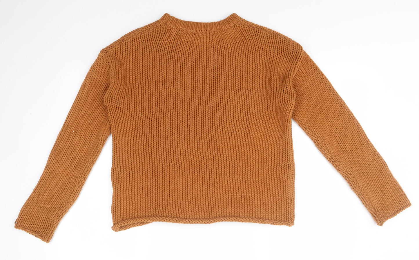 RR Womens Brown Round Neck  Cotton Pullover Jumper Size S
