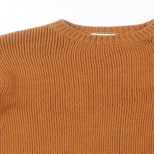 RR Womens Brown Round Neck  Cotton Pullover Jumper Size S