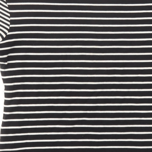 Debenhams Womens Black Round Neck Striped Cotton Pullover Jumper Size 10