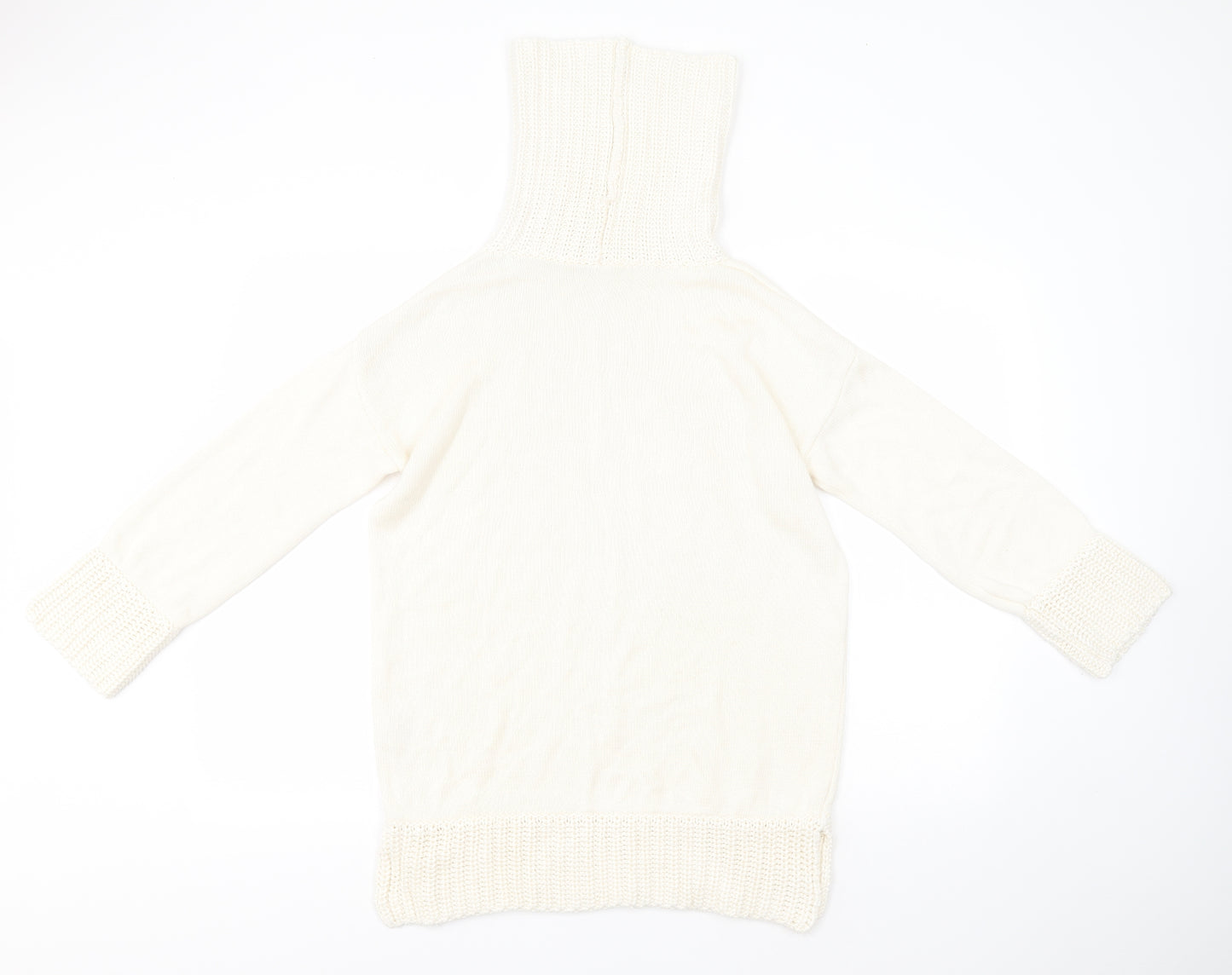 Marks and Spencer Womens White Roll Neck  Cotton Pullover Jumper Size 10