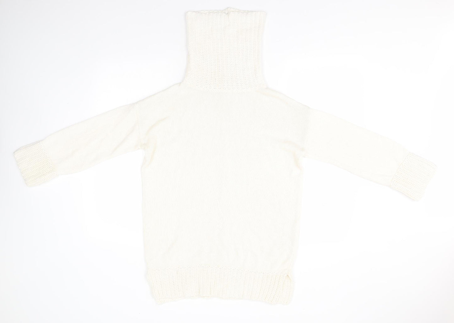 Marks and Spencer Womens White Roll Neck  Cotton Pullover Jumper Size 10