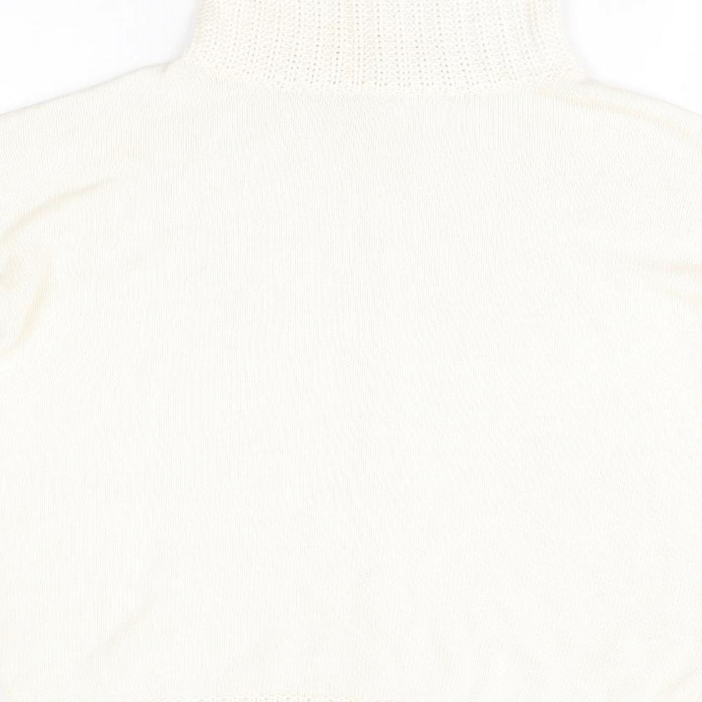 Marks and Spencer Womens White Roll Neck  Cotton Pullover Jumper Size 10