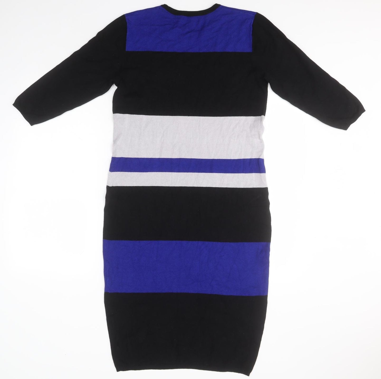 Papaya Womens Black Striped Viscose T-Shirt Dress  Size 14  Round Neck