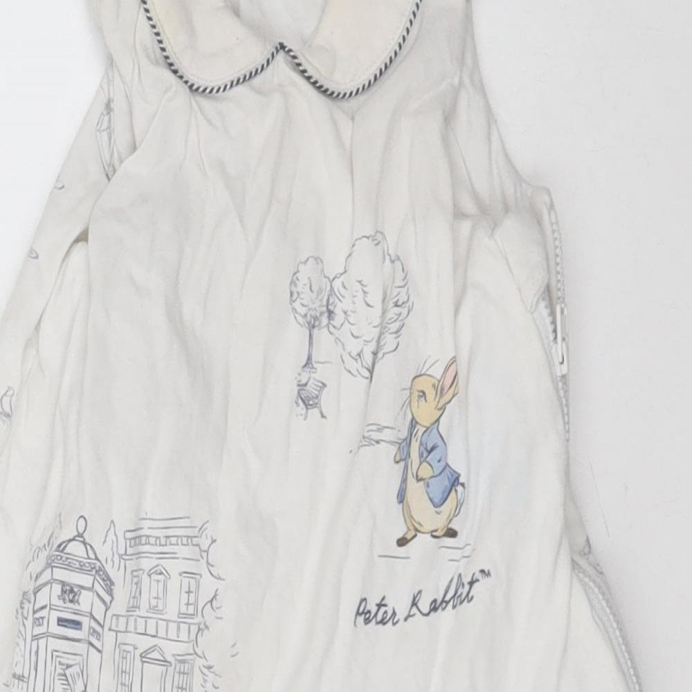 Peter Rabbit Baby White Geometric Cotton Babygrow One-Piece Size 0-3 Months