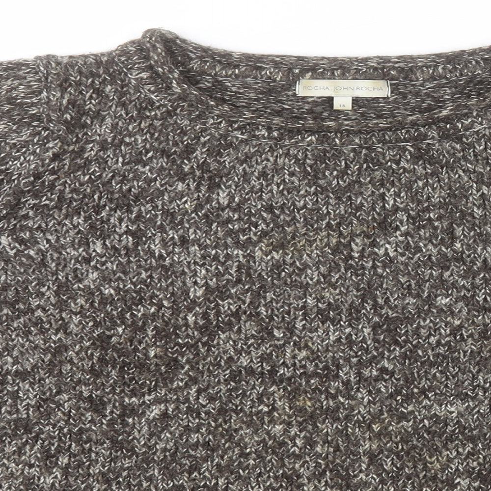 John Rocha Womens Brown Round Neck  Acrylic Pullover Jumper Size 14