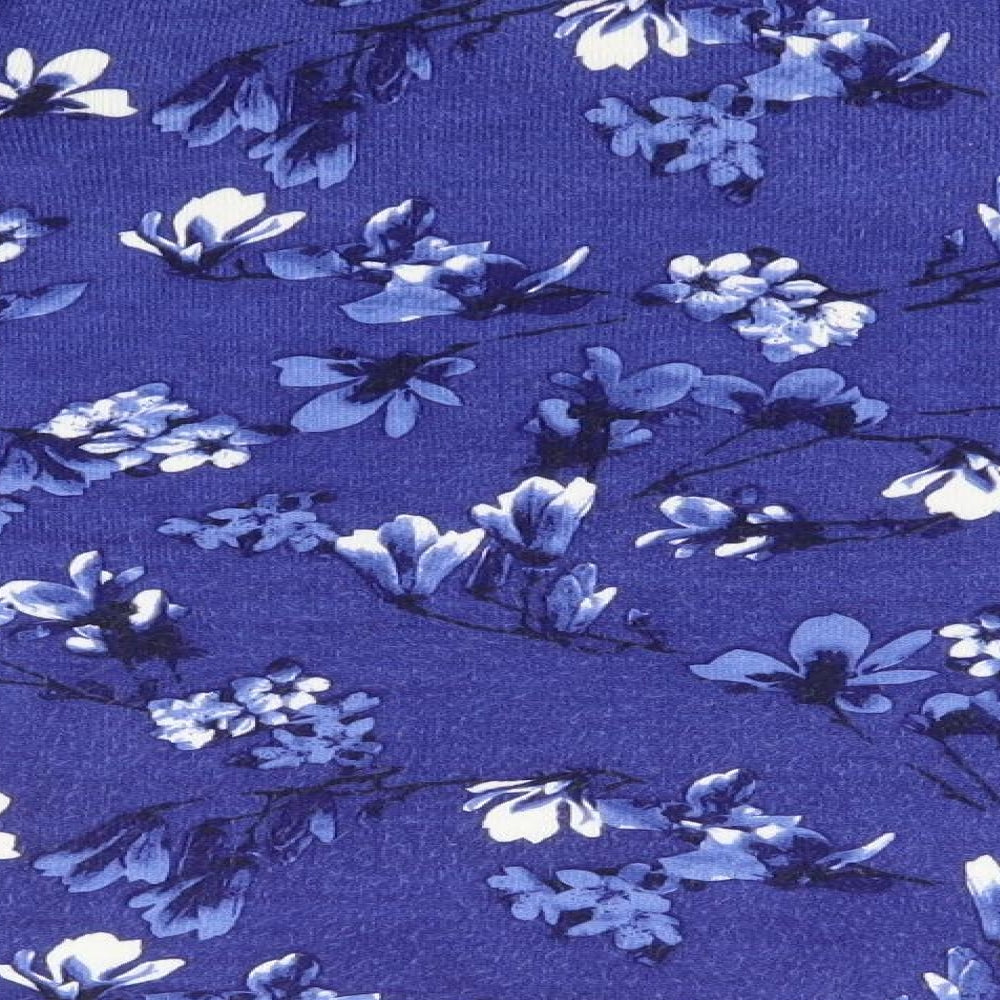 Bonmarché Womens Blue Round Neck Floral Acrylic Pullover Jumper Size 12